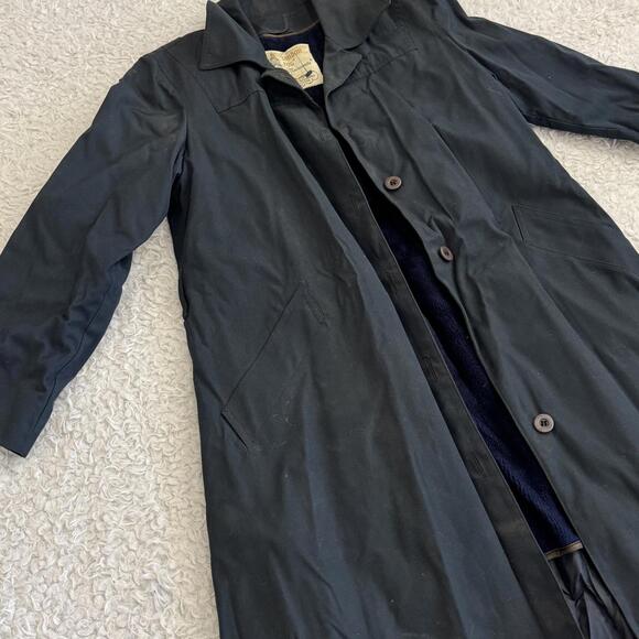 Vintage London Fog Navy Blue Classic Long Trench Coat Jacket (size 6 petite) - Picture 2 of 7